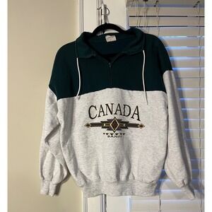 Banff National Park Canada 1/4 Zip Sweatshirt Size L/G Travel Souvenir Aztec
